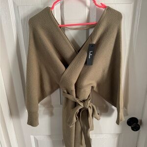 Lulu's Tan Wrap Sweater